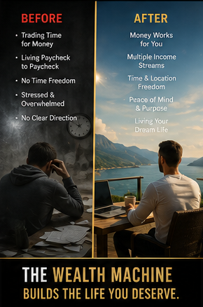 Stop working for money make money work for you financial freedom concept The Wealth Machine by Carlos Andre HWHBEYOND wealth mindset passive income