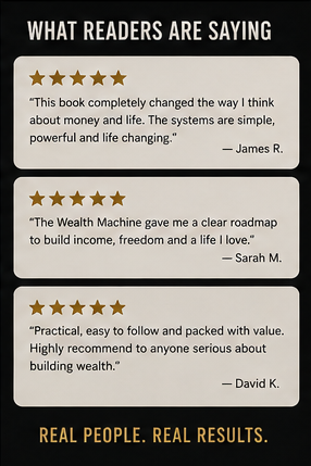 The Wealth Machine by Carlos D. André HWHBEYOND wealth series financial freedom passive income mindset investing book. real people. real results. 5-star rating.